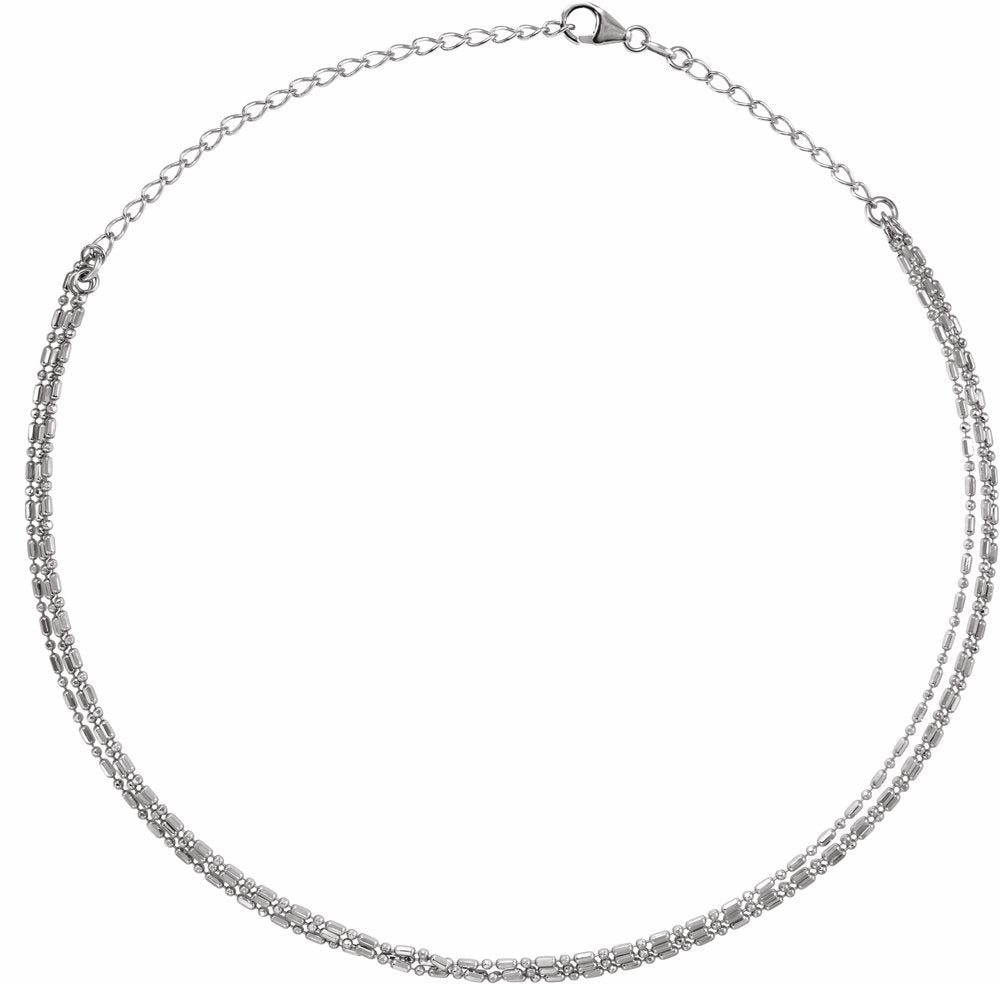 Sterling Silver Adjustable 3-Strand Bead 13-16" Necklace