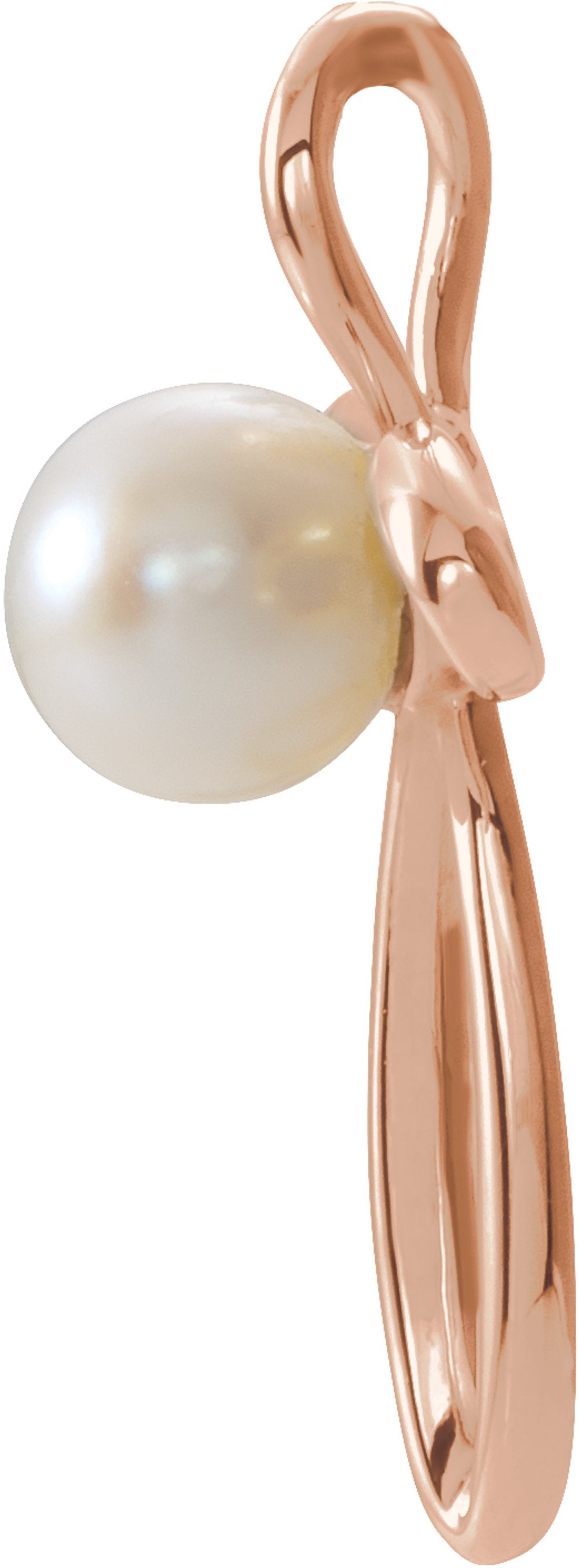 14K Rose Gold Cultured White Freshwater Pearl Cross Pendant