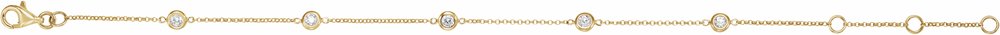 14K Yellow Gold 1/4 CTW Natural Diamond Bezel-Set 5-Station 5 1/2-7" Bracelet