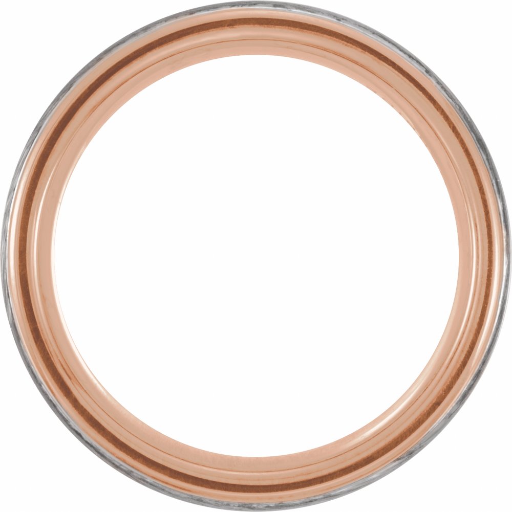 18K Rose Gold PVD Tungsten 8 mm Grooved Comfort-Fit Band Size 7.5