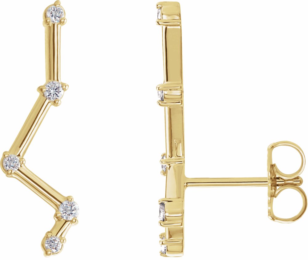 14K Yellow Gold 1/10 CTW Natural Diamond Constellation Ear Climbers