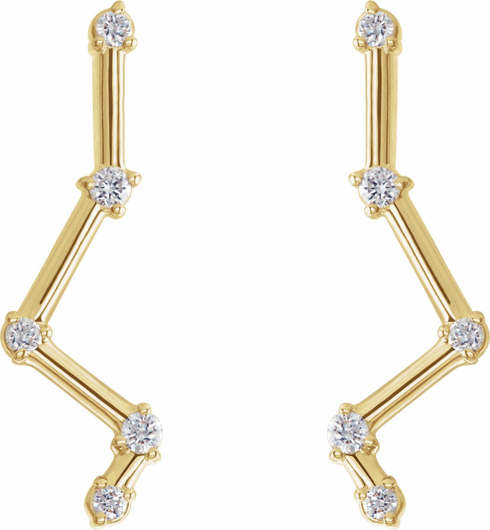 14K Yellow Gold 1/10 CTW Natural Diamond Constellation Ear Climbers