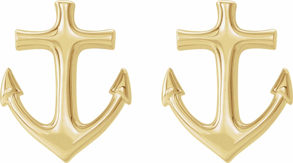 14K Yellow Anchor Earrings