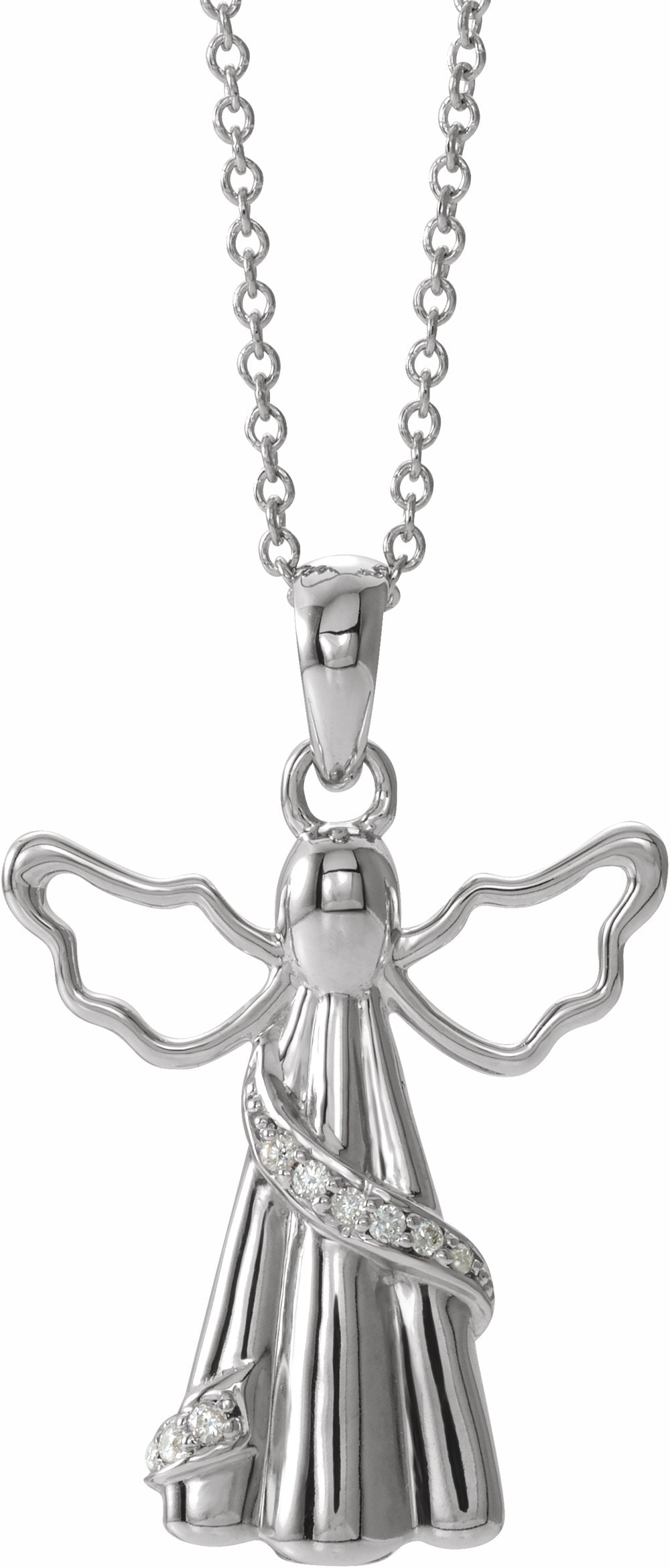 Sterling Silver Imitation White Cubic Zirconia Angel Ash Holder 18" Necklace