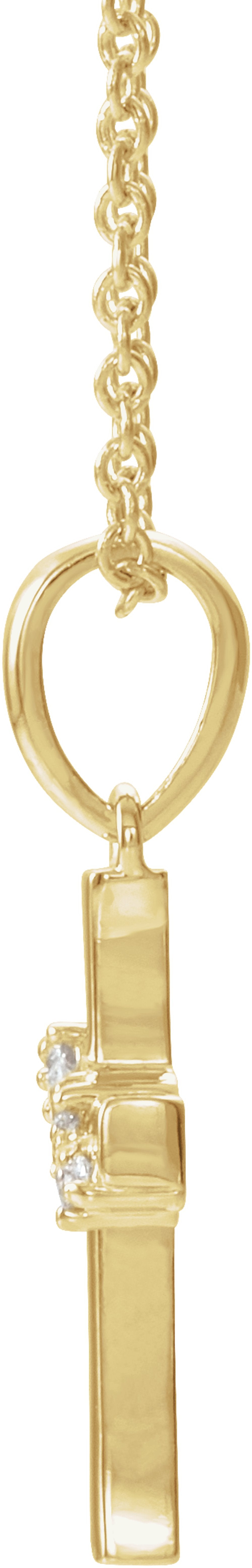 14K Yellow Gold .06 CTW Natural Diamond Cluster Cross 16-18" Necklace