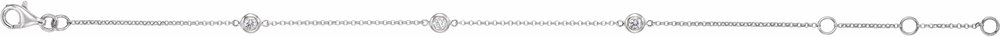 14K White Gold 1/6 CTW Natural Diamond Bezel-Set 3-Station 5 1/2-7" Bracelet