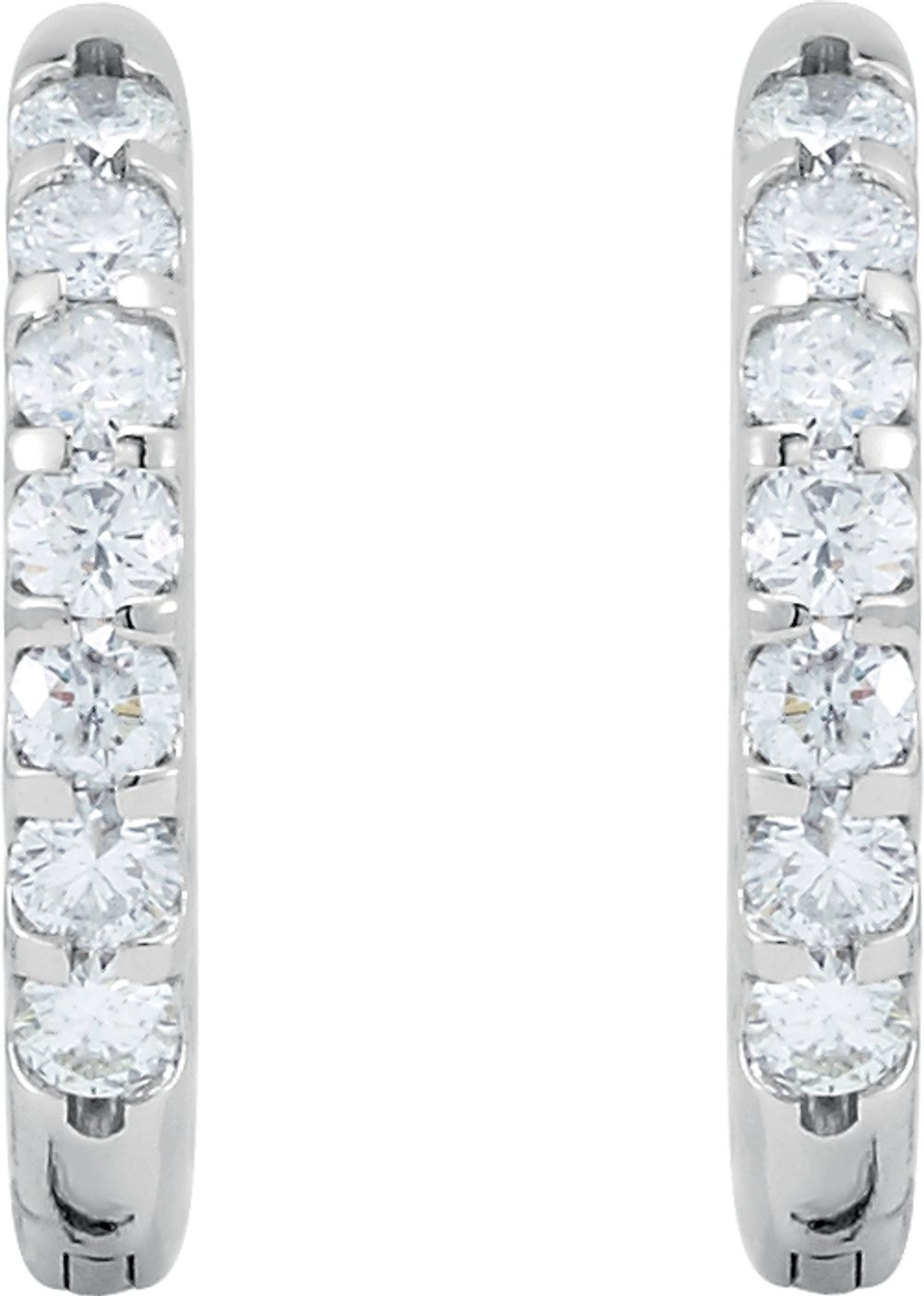 14K White 1 1/8 CTW Natural Diamond Inside-Outside Hinged 18.5 mm Hoop Earrings