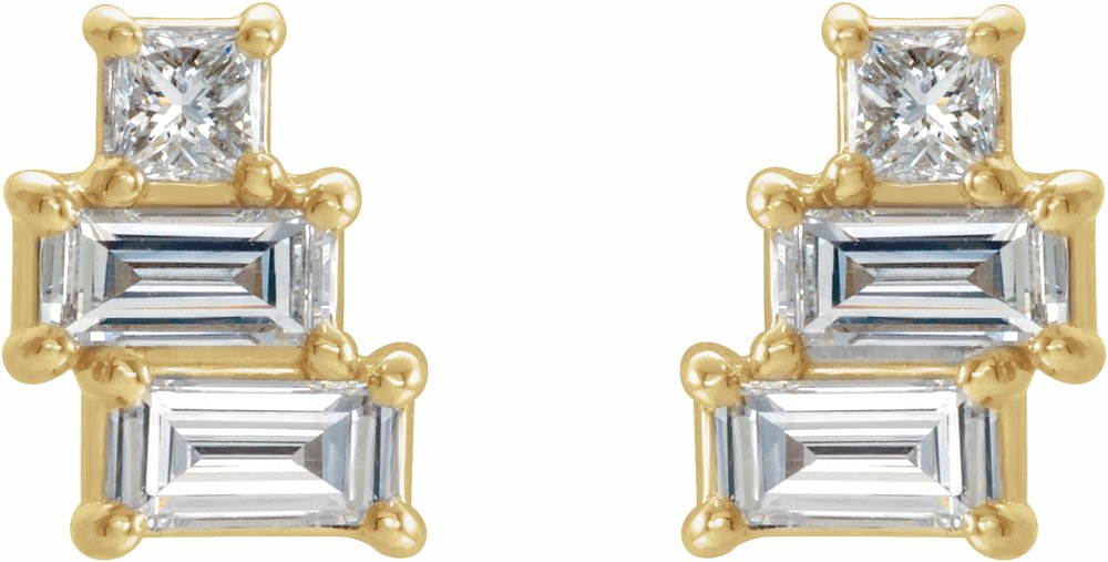 14K Yellow Gold 1/4 CTW Natural Diamond Geometric Cluster Earrings