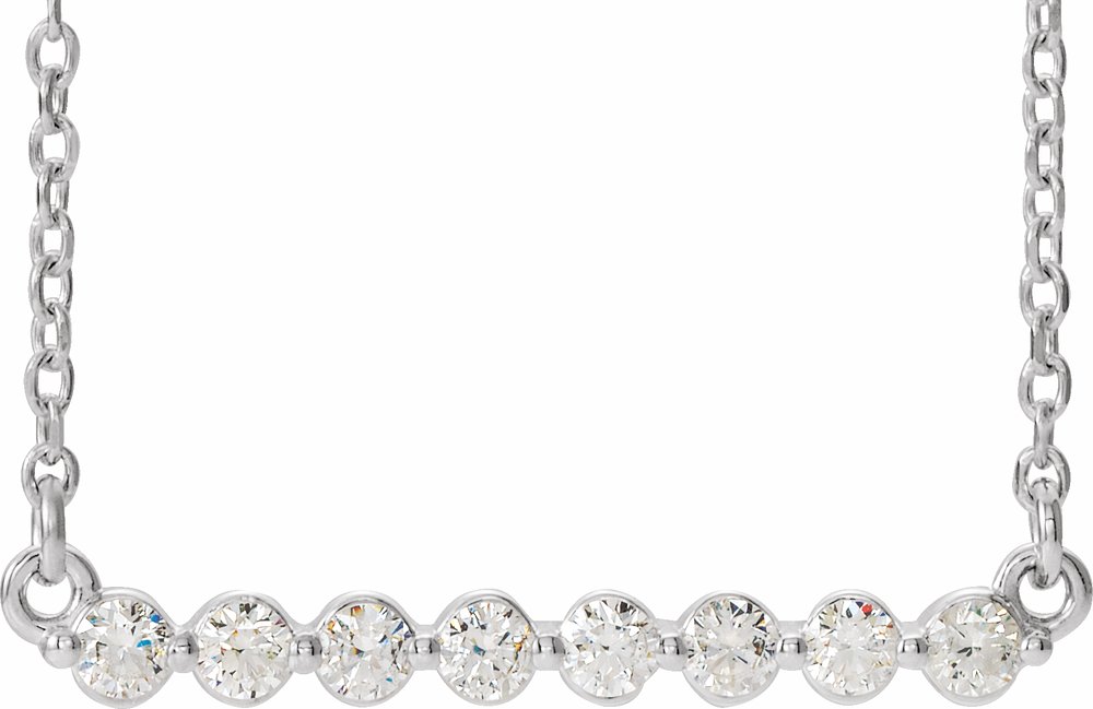 14K White Gold 1/4 CTW Natural Diamond Bar 18" Necklace