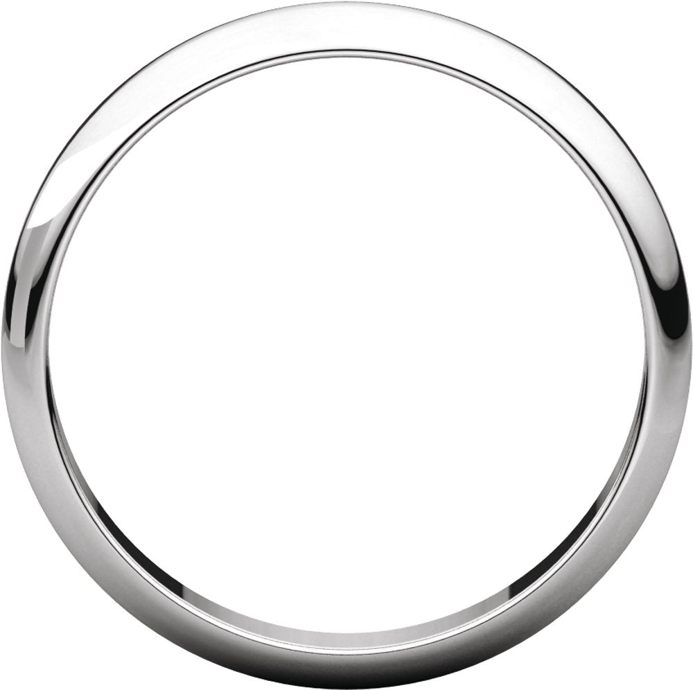 14K White 3.5 mm Half Round Band Size 10