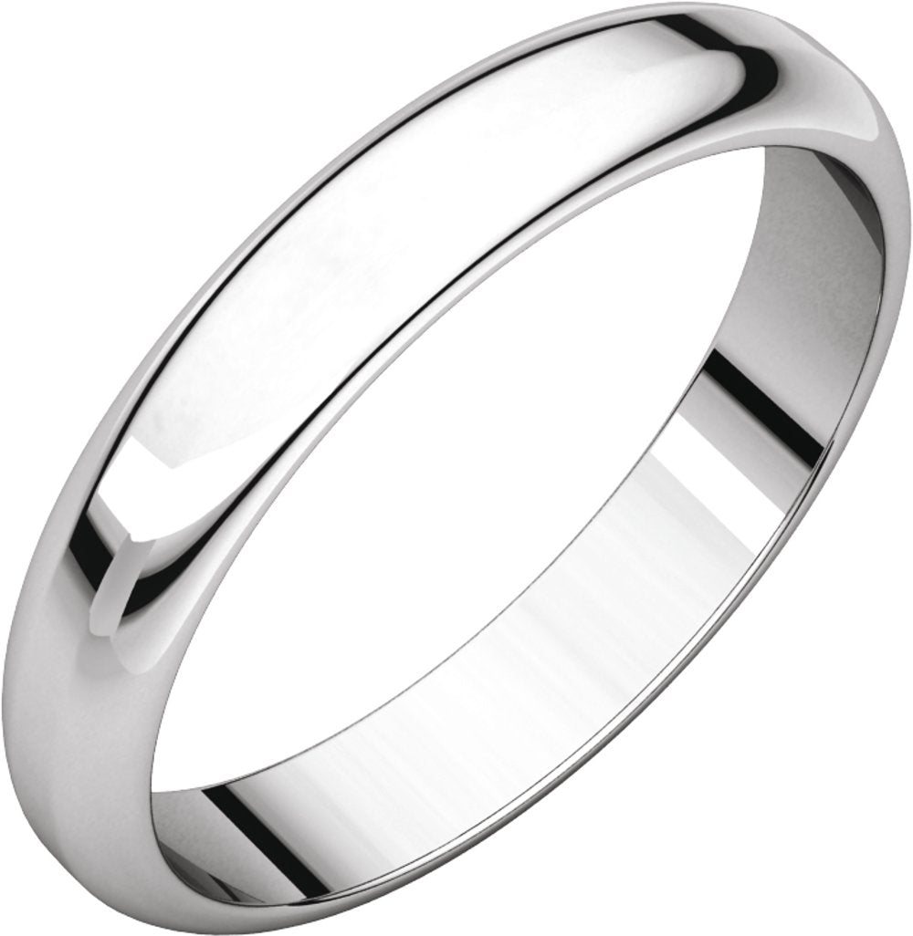 14K White 3.5 mm Half Round Band Size 10