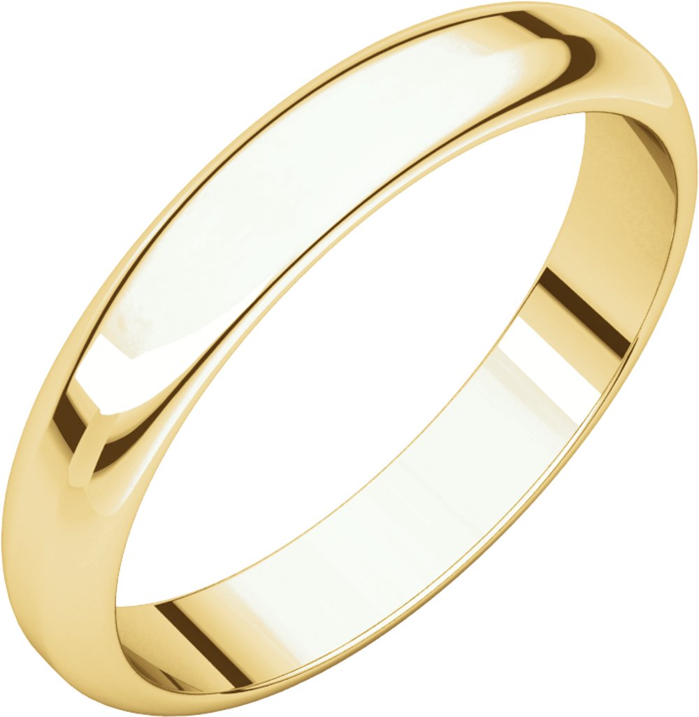 14K Yellow Gold 3.5 mm Half Round Band Size 6
