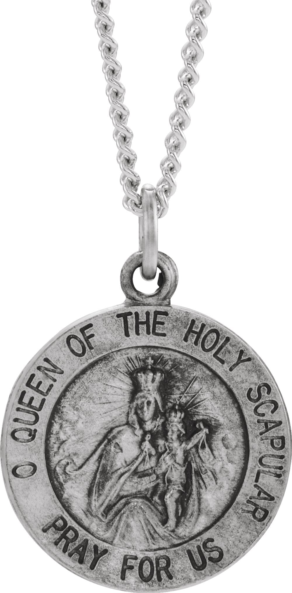 Sterling Silver 15 mm Round Scapular 18" Necklace