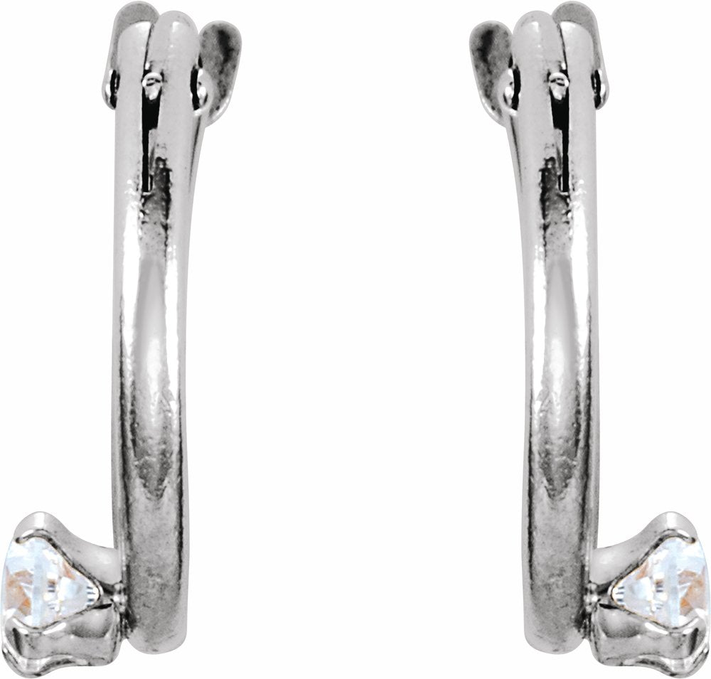 14K White Imitation White Cubic Zirconia 10.5 mm Hoop Earrings