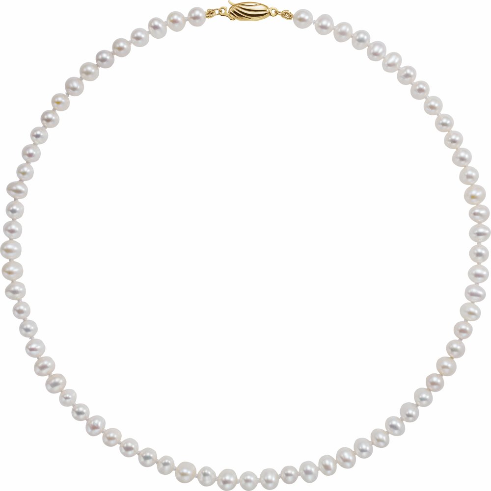 14K Yellow Gold Panache® Cultured White Freshwater Pearl 16" Necklace