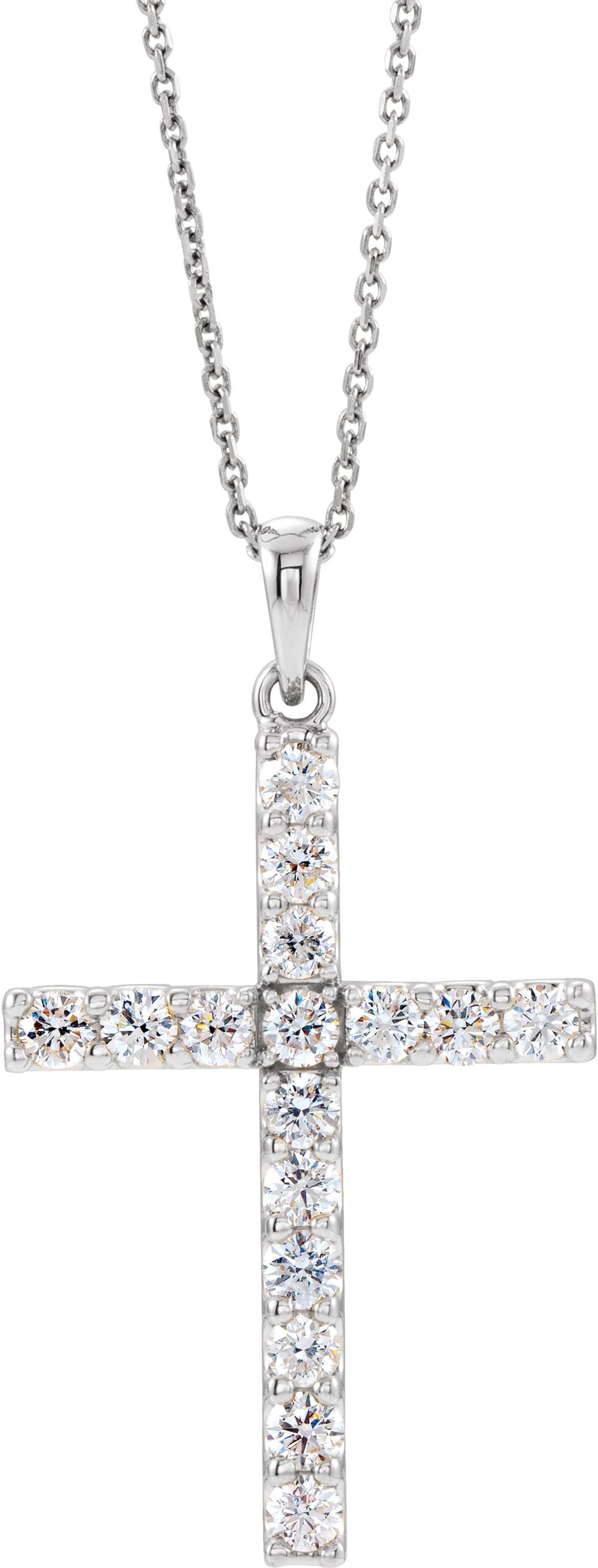 14K White Gold 1/4 CTW Natural Diamond Cross 18" Necklace