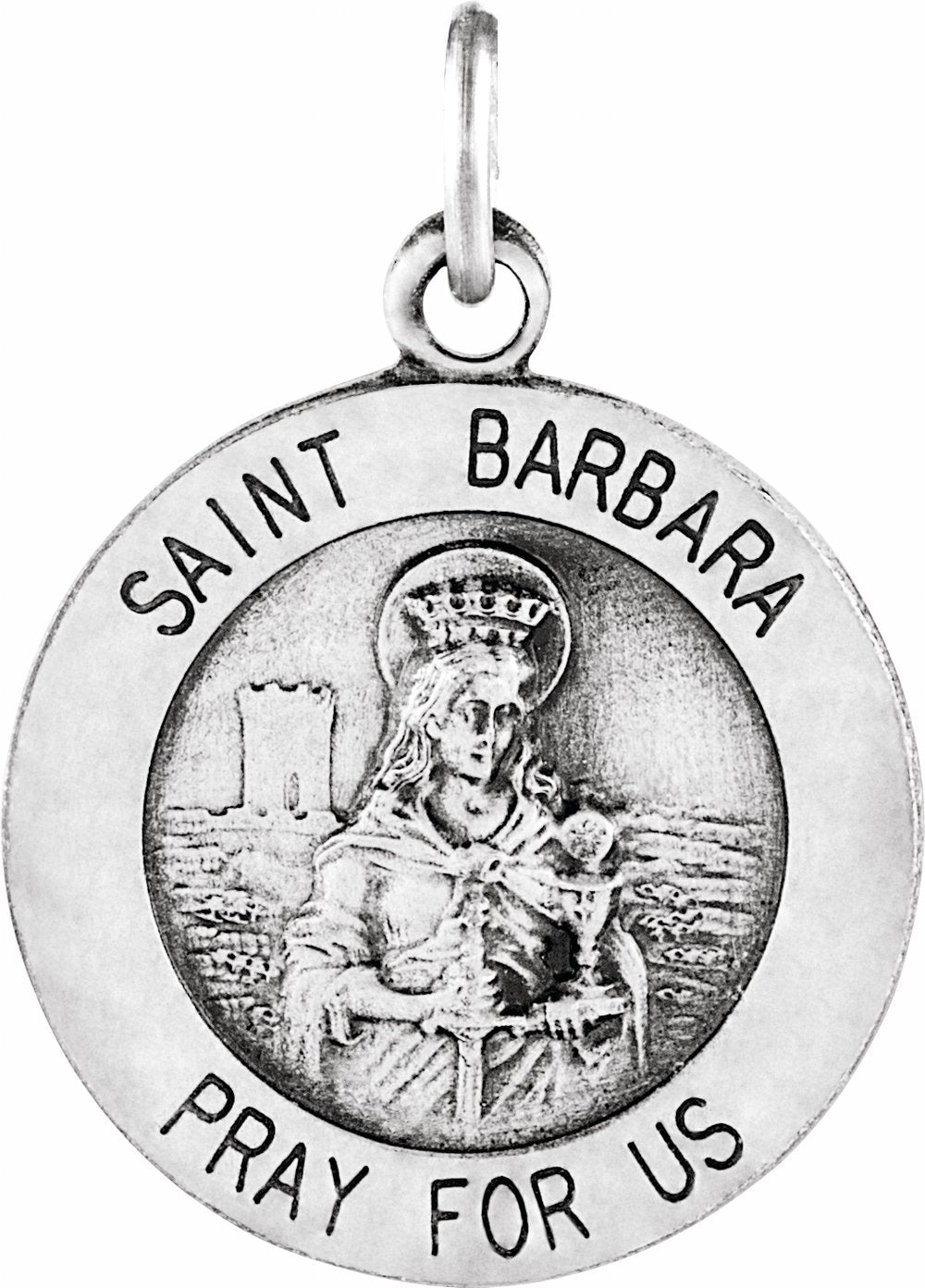 Sterling Silver 15 mm St. Barbara Medal