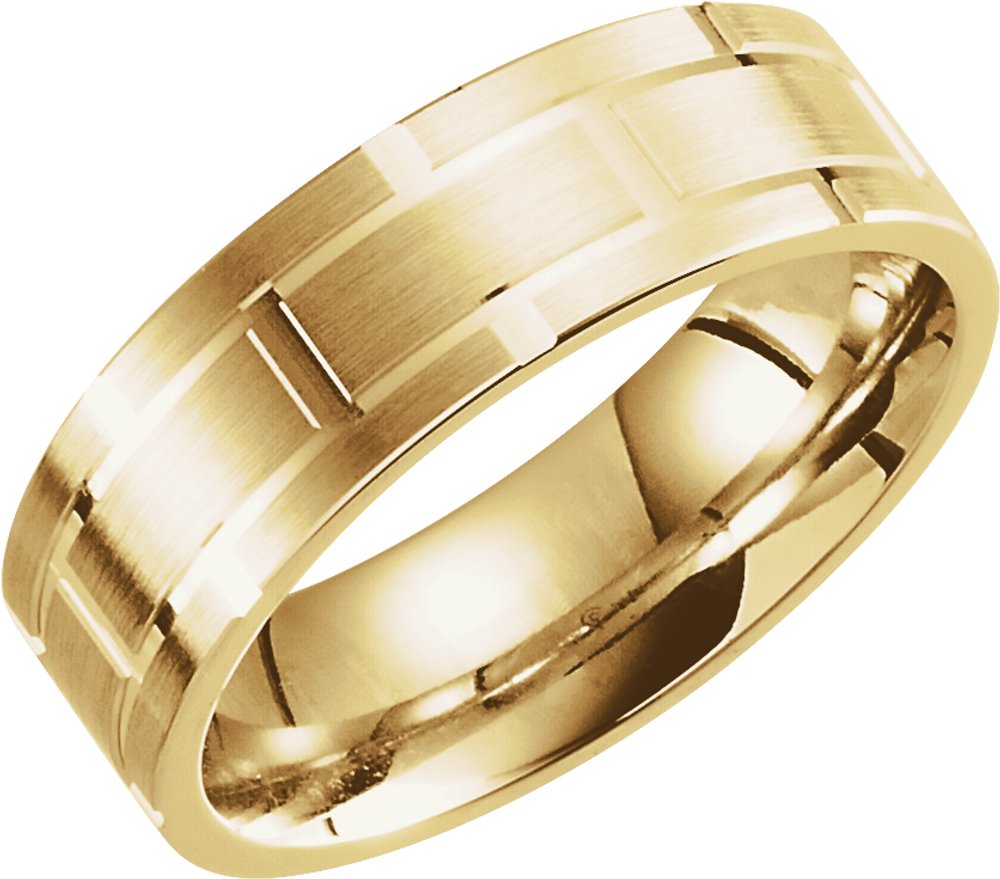 14K Yellow Gold 7 mm Grooved Band Size 9.5
