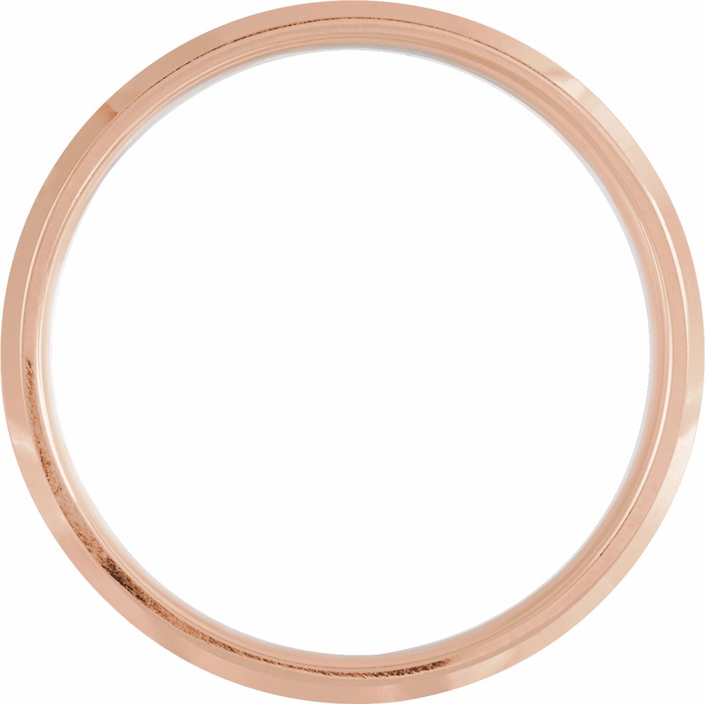 14K Rose/White/Rose 6 mm Beveled-Edge Comfort-Fit Flat Band Size 10