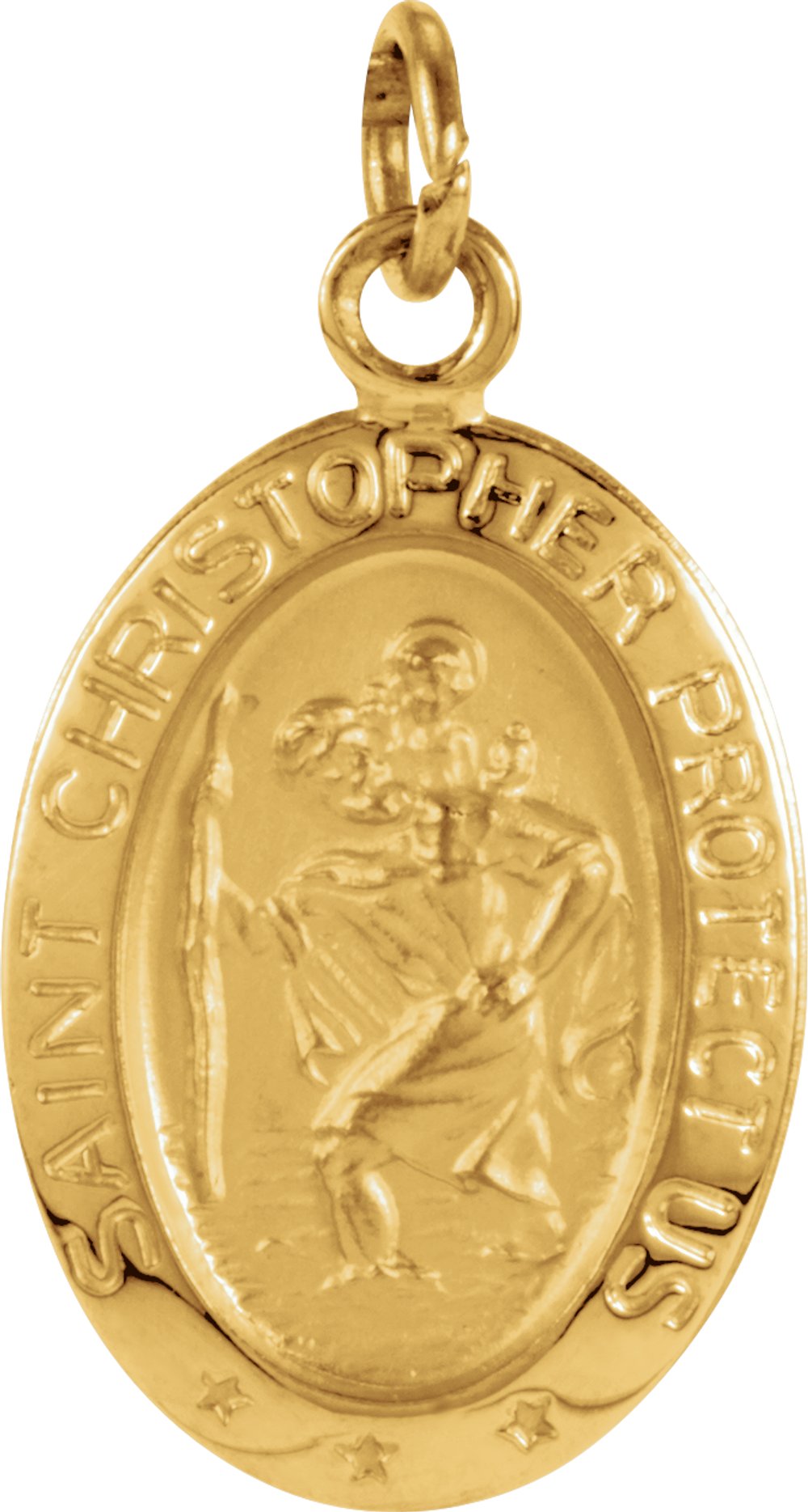 14K Yellow Gold 15x11 mm Oval St. Christopher Medal