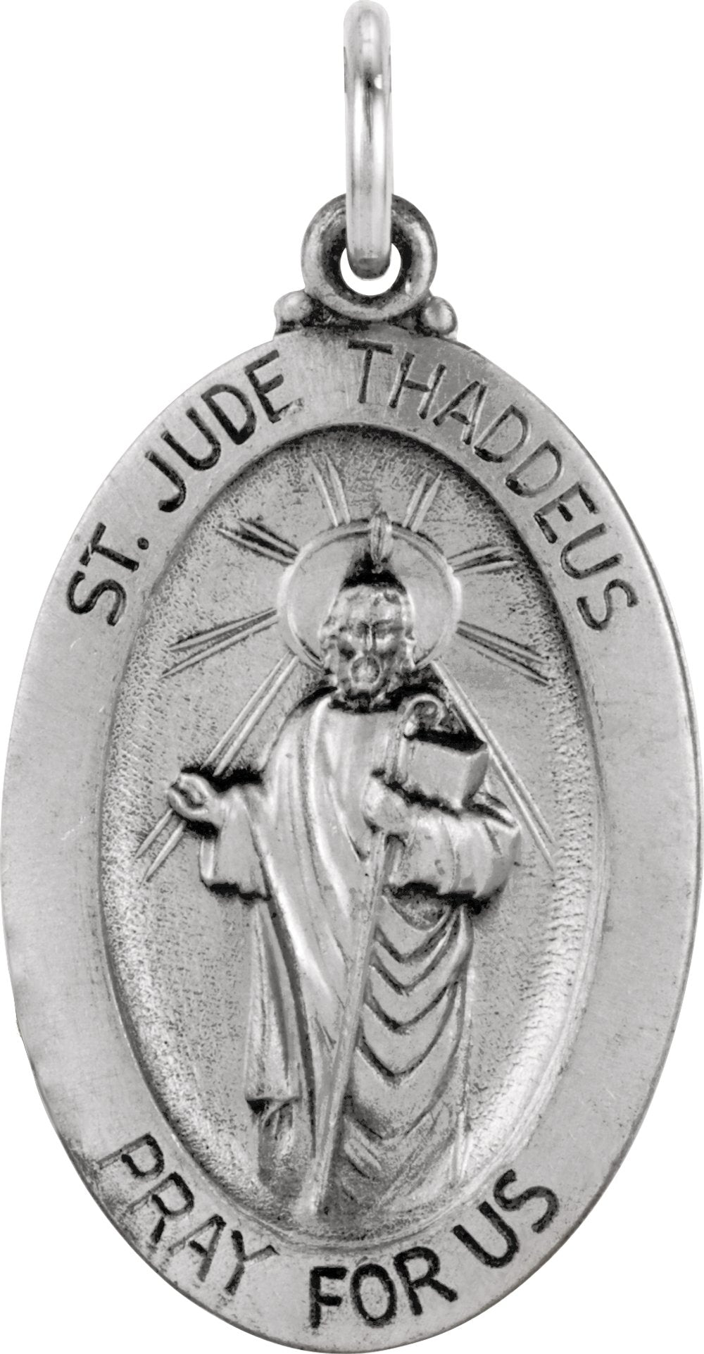 Sterling Silver 23.5x16 mm Oval St. Jude Thaddeus Medal
