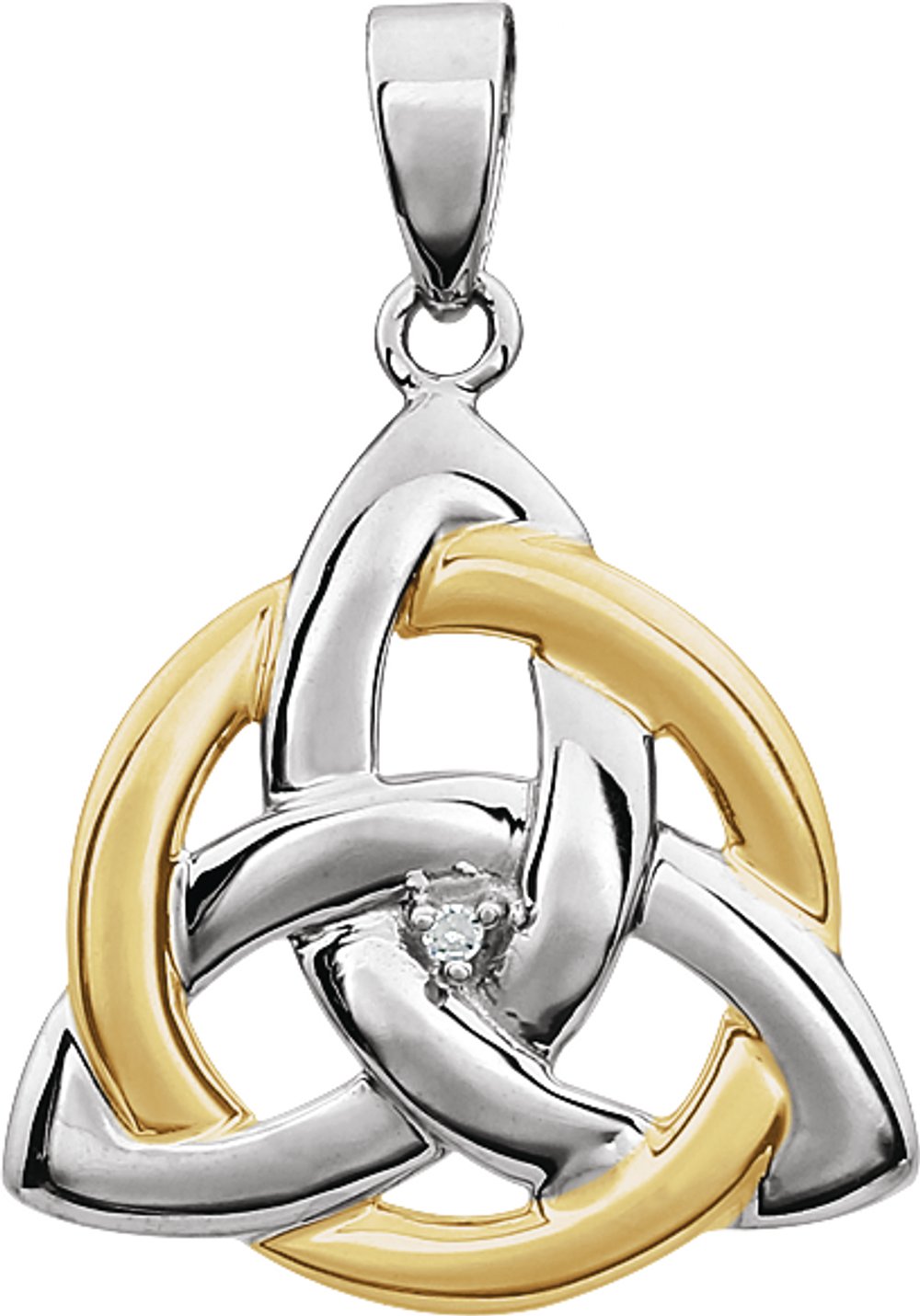 14K White/Yellow Gold .004 CT Natural Diamond Celtic-Inspired Pendant