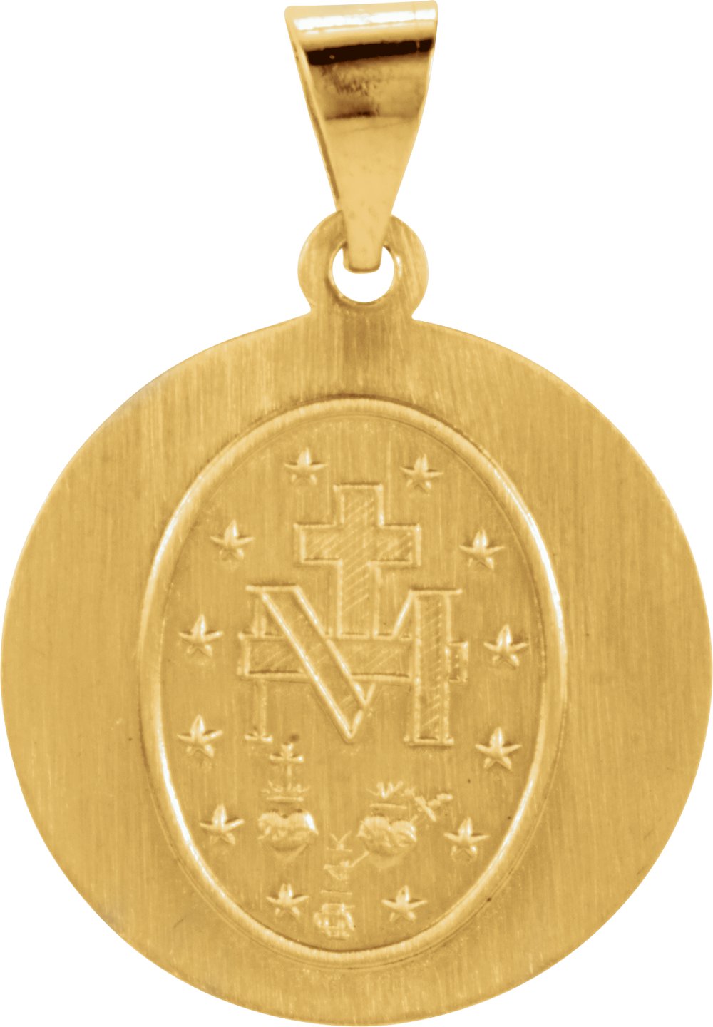 14K Yellow 18 mm Hollow Round Miraculous Medal