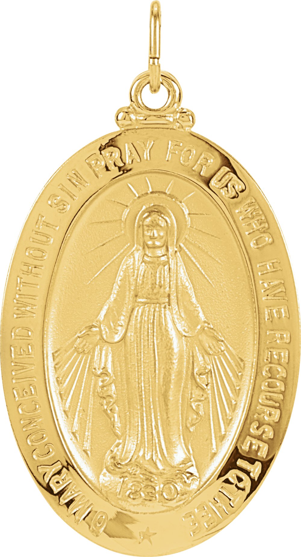 14K Yellow Gold 23x16 mm Oval Miraculous Medal