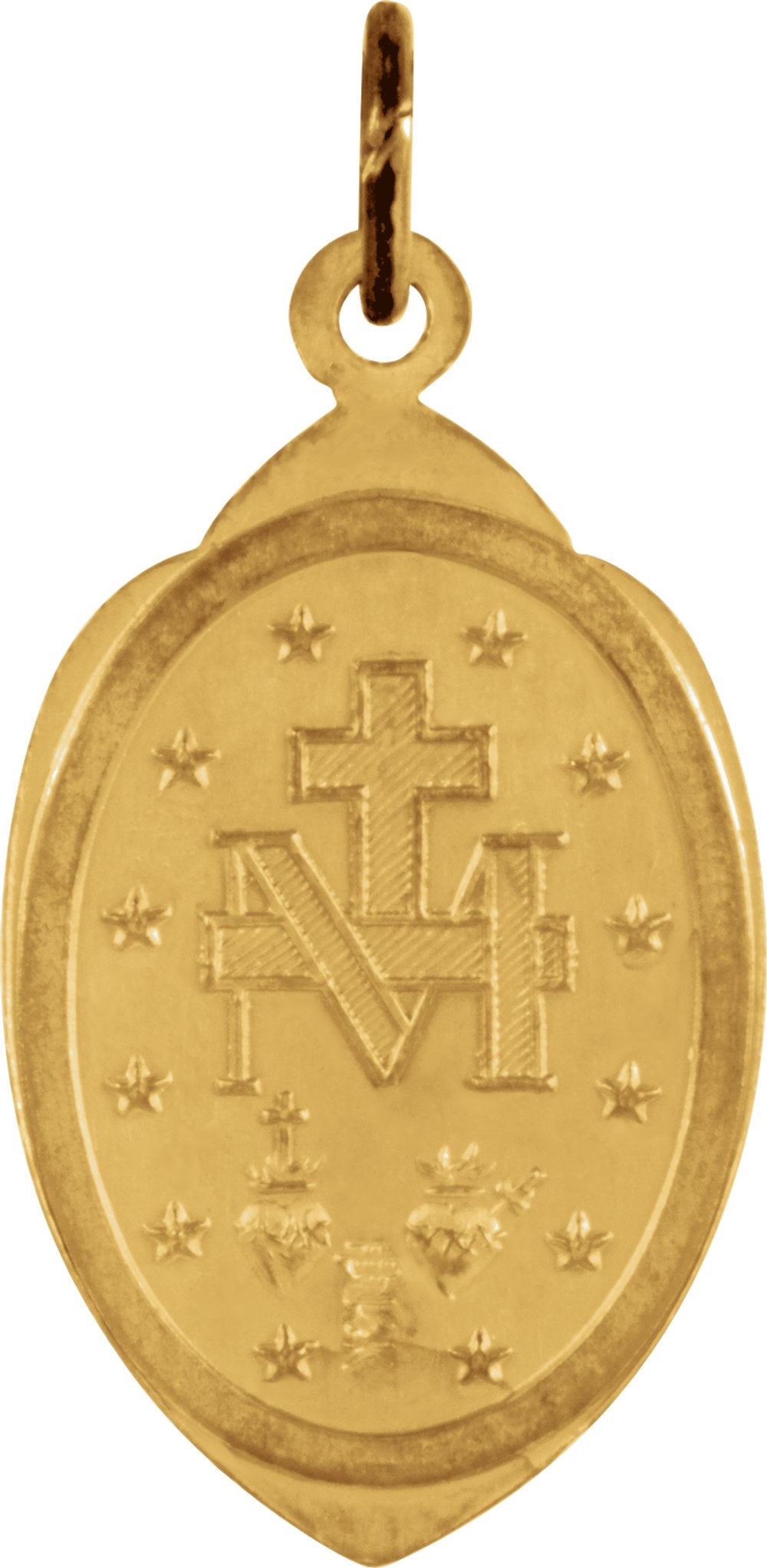 14K Yellow 18x12 mm Oval Miraculous Medal Pendant