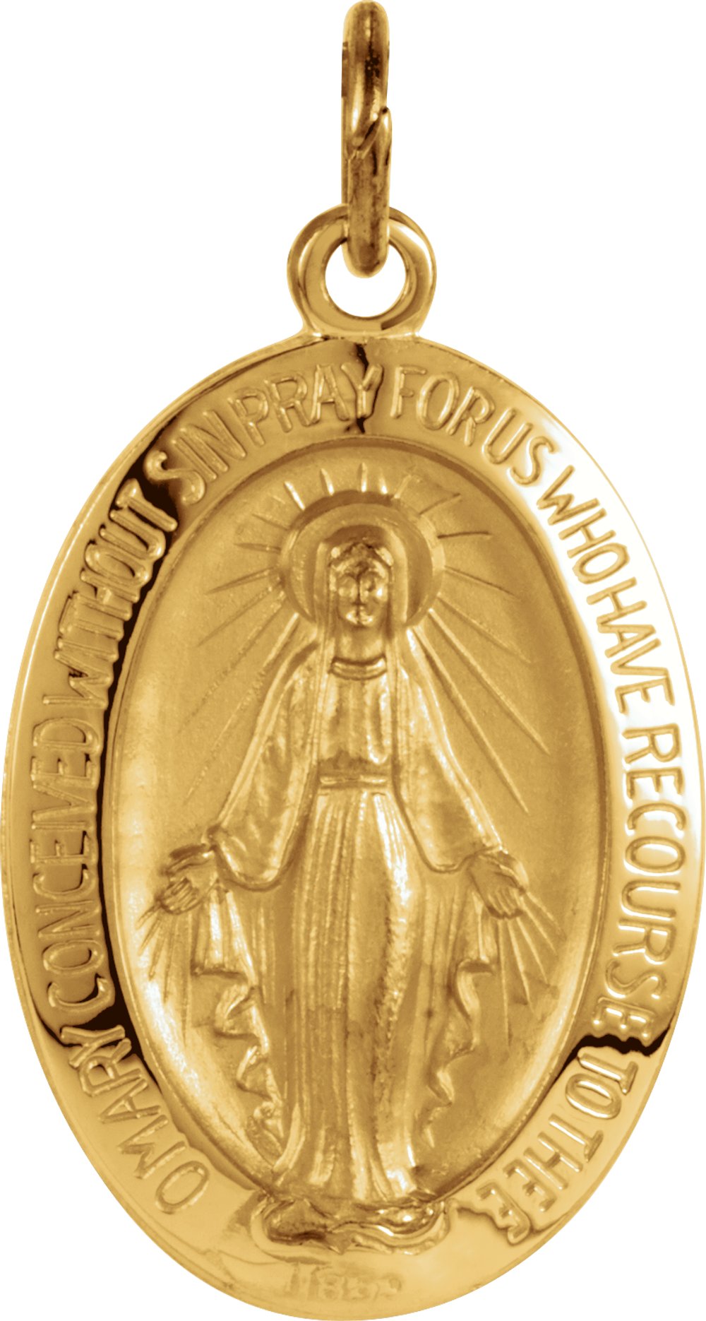 14K Yellow Gold 19x14 mm Oval Miraculous Medal