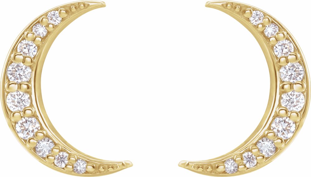 14K Yellow Gold 1/10 CTW Lab-Grown Crescent Moon Stud Earrings