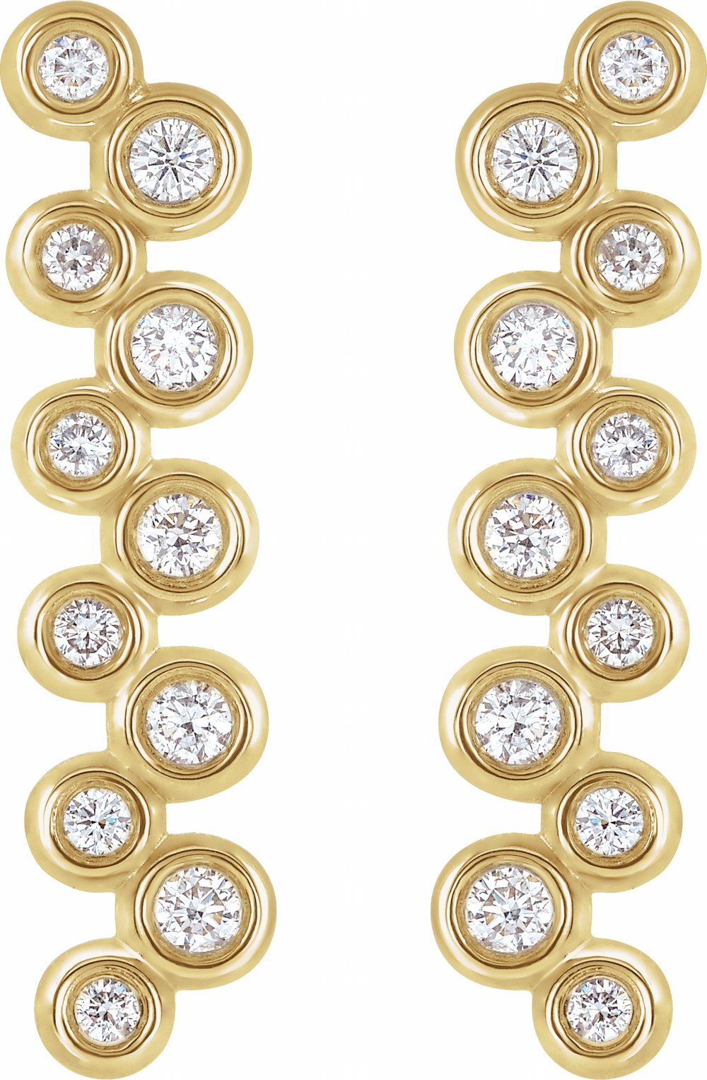 14K Yellow Gold 1/3 CTW Natural Diamond Bezel-Set Bar Earrings