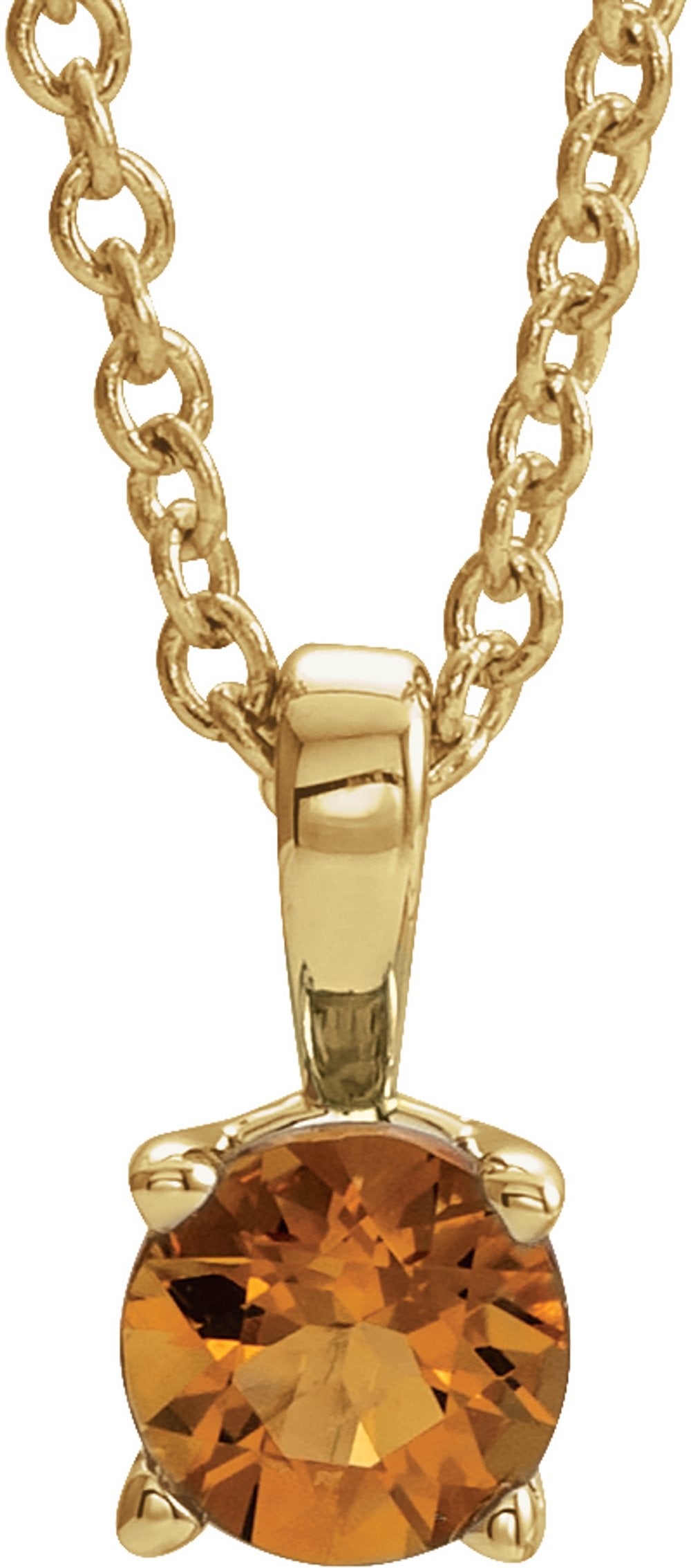 14K Yellow Gold 5 mm Natural Citrine 16-18" Necklace