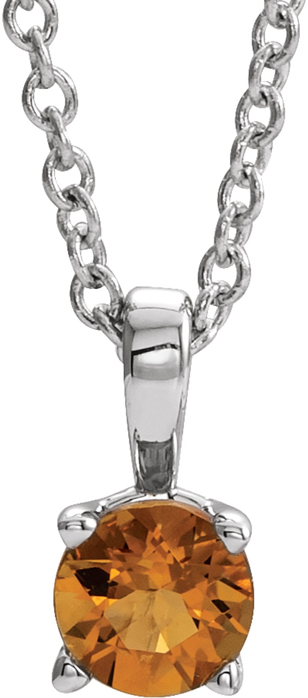 Sterling Silver 3 mm Imitation Citrine 16-18" Necklace