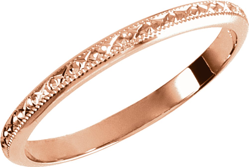 14K Rose Gold 2 mm Milgrain Geometric Band Size 5.5