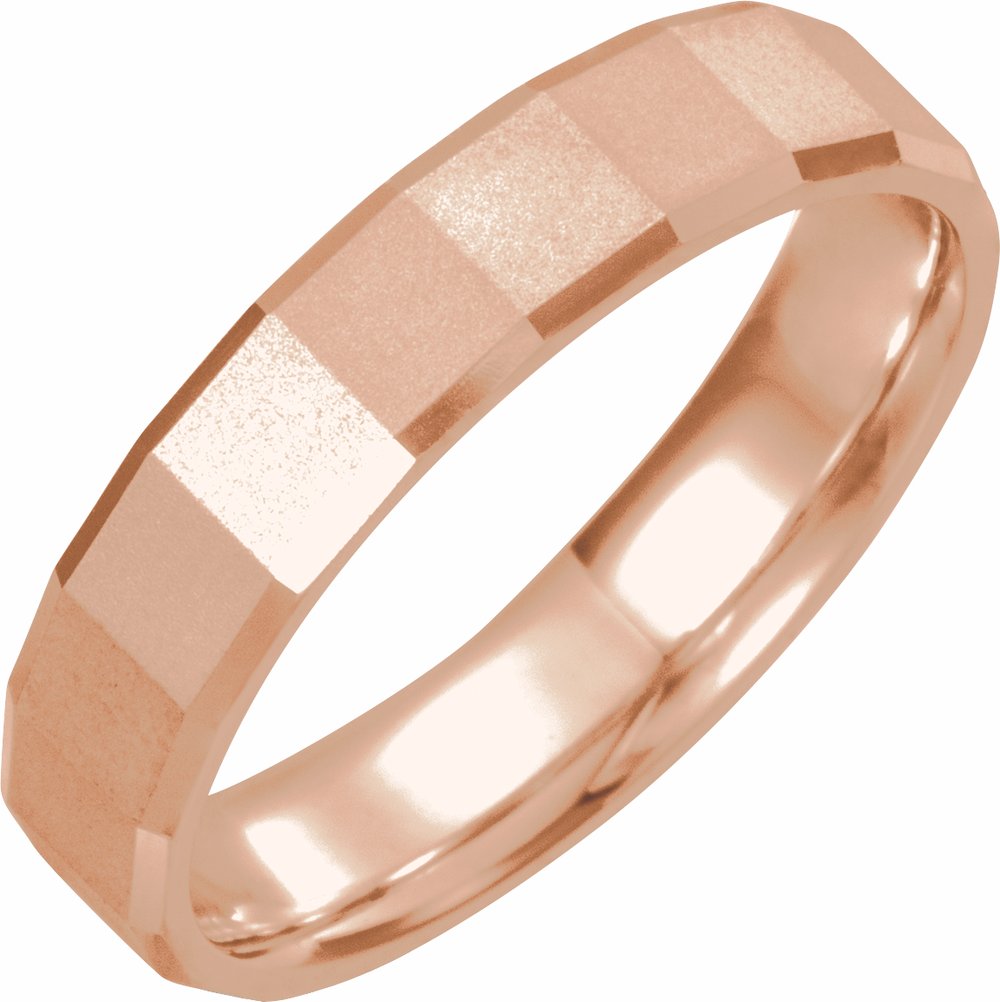 10K Rose Gold 5 mm Geometric Comfort-Fit Flat Band Size 10.5