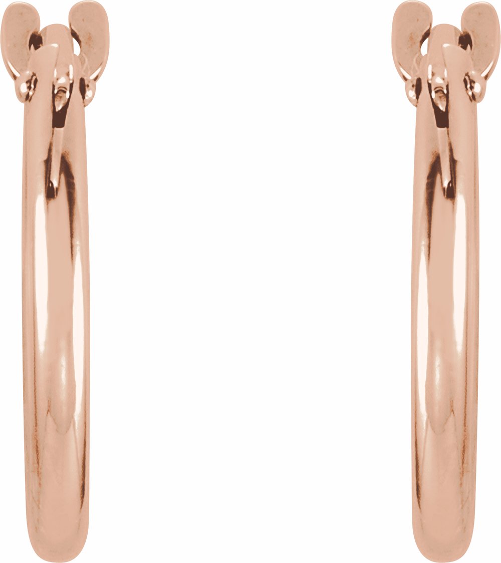14K Rose Gold 12.5 mm Hinged Hoop Earrings