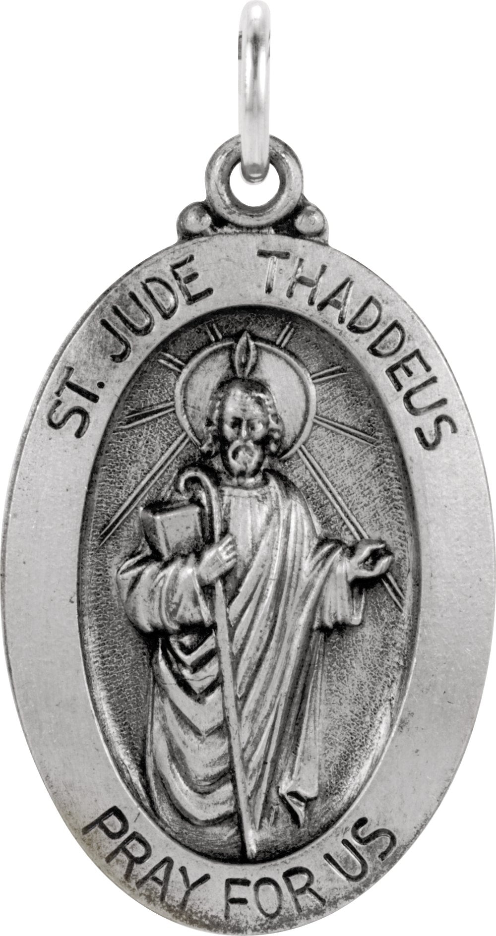 Sterling Silver 25x18 mm Oval St. Jude Thaddeus Medal