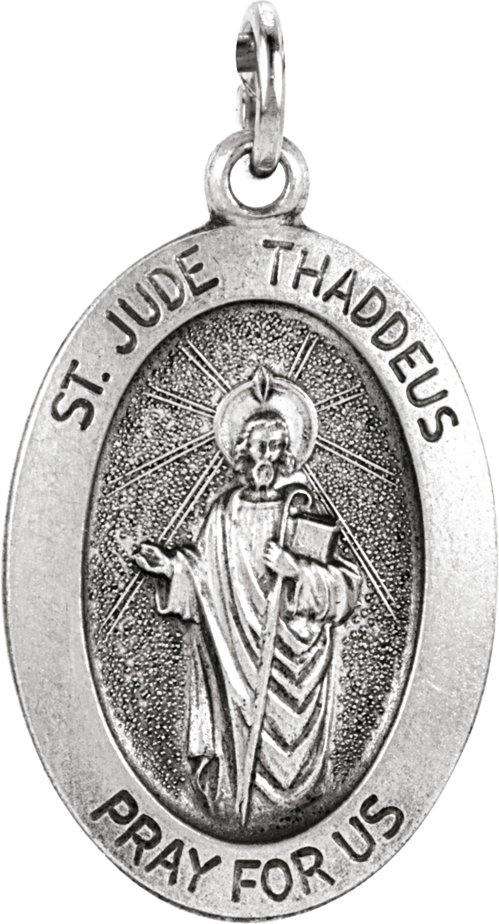 Sterling Silver 19x13.5 mm Oval St. Jude Thaddeus Medal