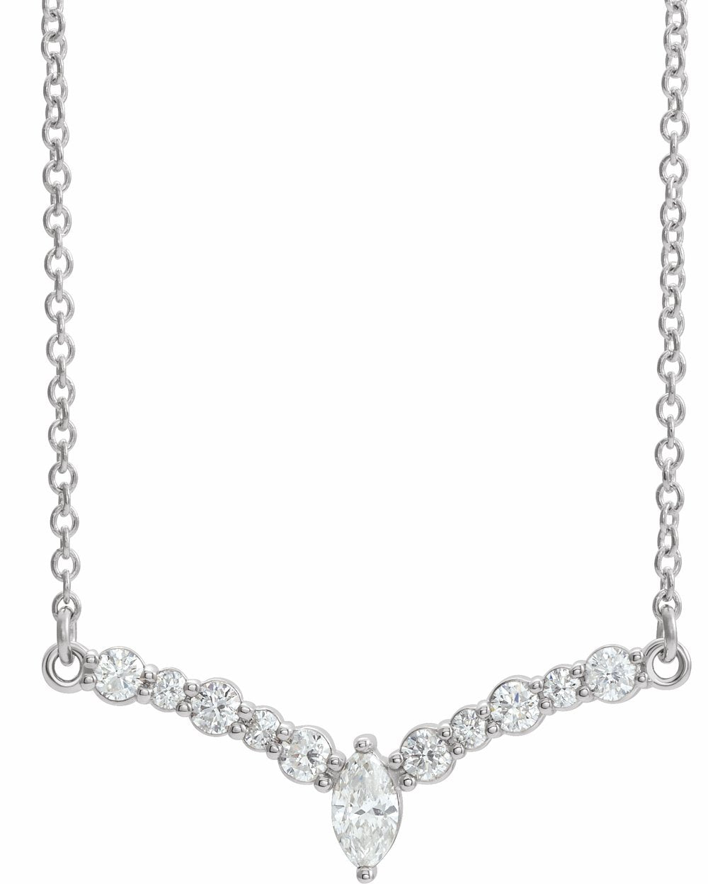 14K White Gold 1/3 CTW Natural Diamond V 18" Necklace