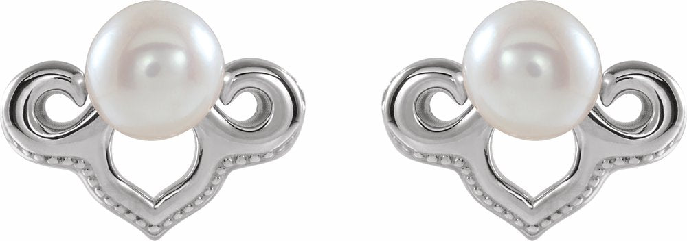 Sterling Silver Cultured White Freshwater Pearl Earrings