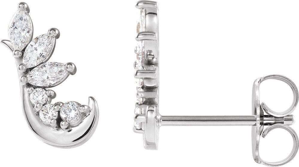 14K White Gold 1/4 CTW Natural Diamond Earring Climbers