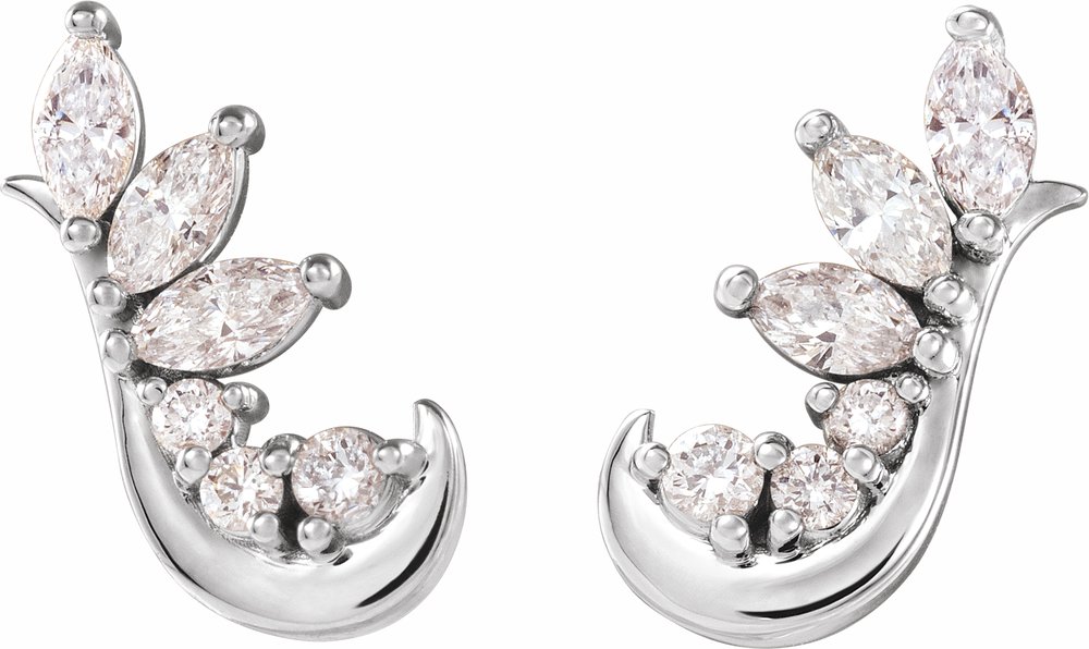 14K White Gold 1/4 CTW Natural Diamond Earring Climbers