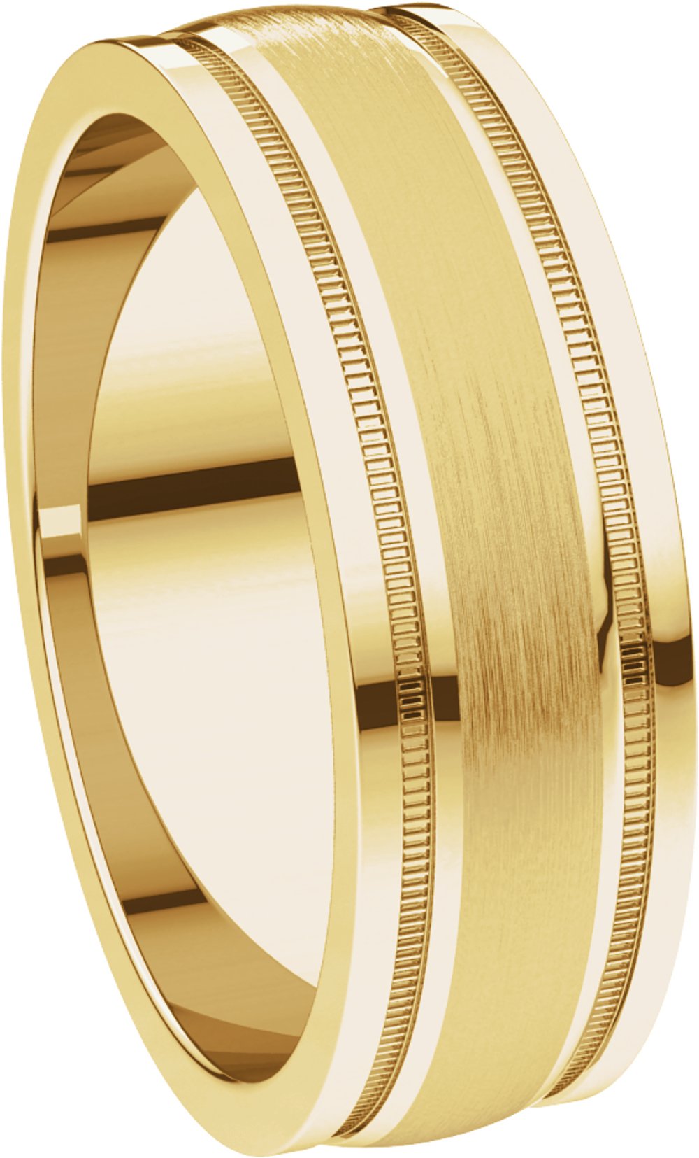 14K Yellow 6 mm Flat Edge Comfort-Fit Band with Milgrain & Satin Finish Size 9