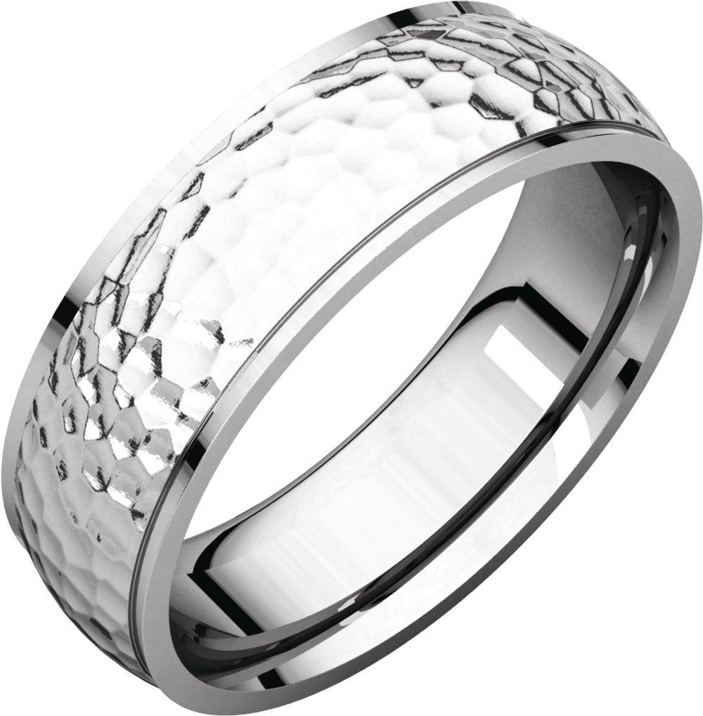 14K White Gold 6 mm Stepped-Edge Comfort-Fit Half Round Band Size 8.5