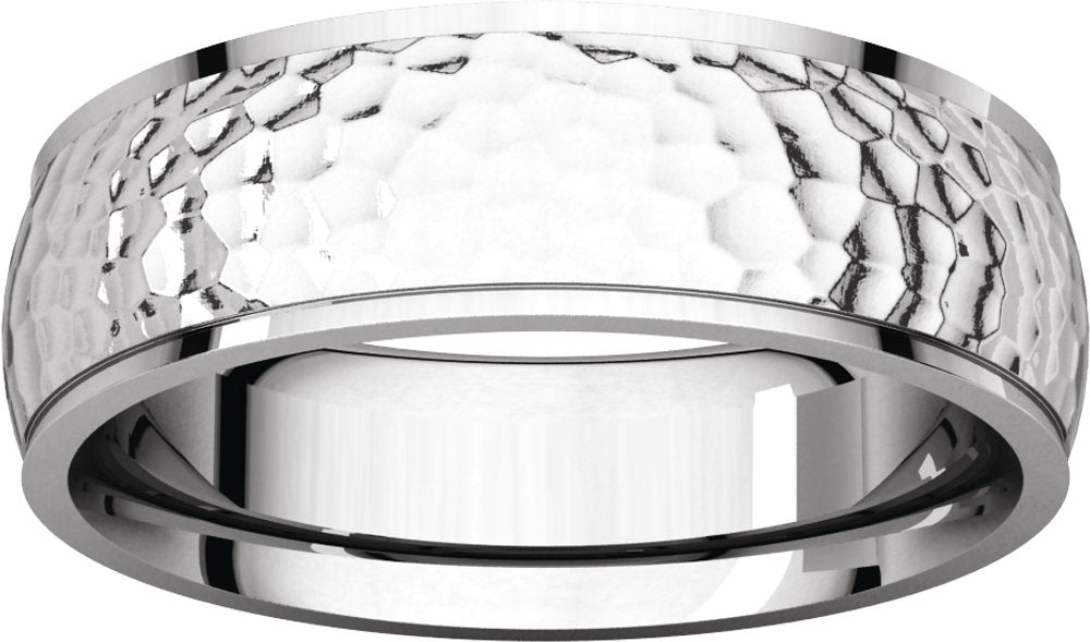 14K White Gold 6 mm Stepped-Edge Comfort-Fit Half Round Band Size 8.5