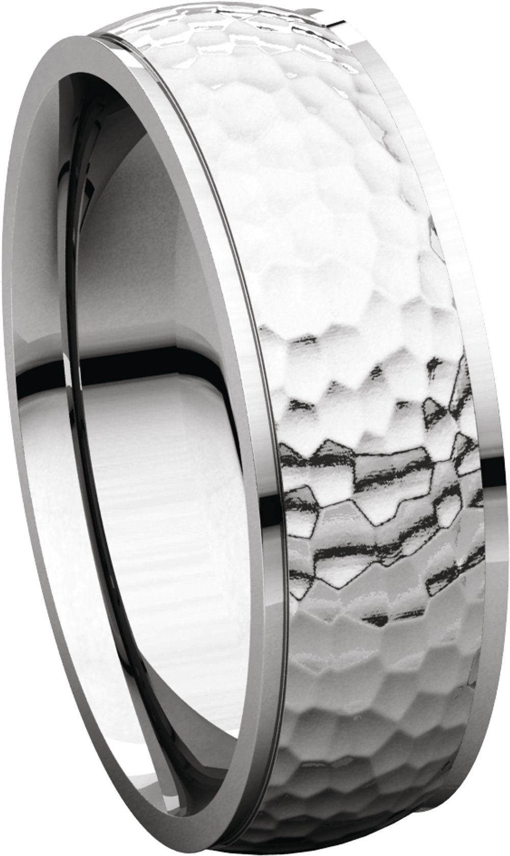 14K White Gold 6 mm Stepped-Edge Comfort-Fit Half Round Band Size 8.5