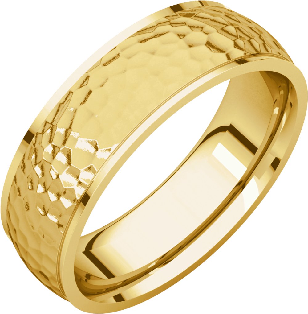 14K Yellow Gold 6 mm Stepped-Edge Comfort-Fit Half Round Band Size 8.5