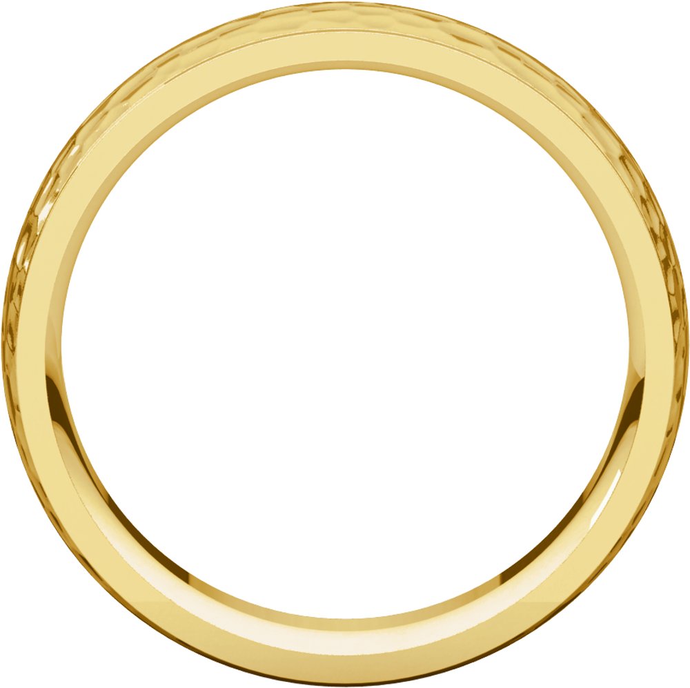 14K Yellow 6 mm Half Round Edge Band with Hammered Texture