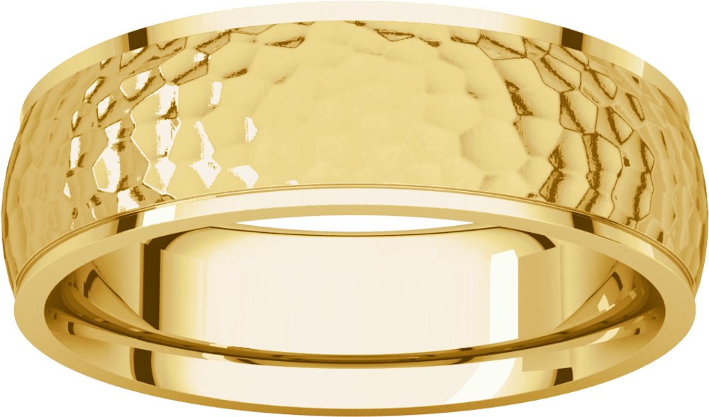 14K Yellow 6 mm Half Round Edge Band with Hammered Texture